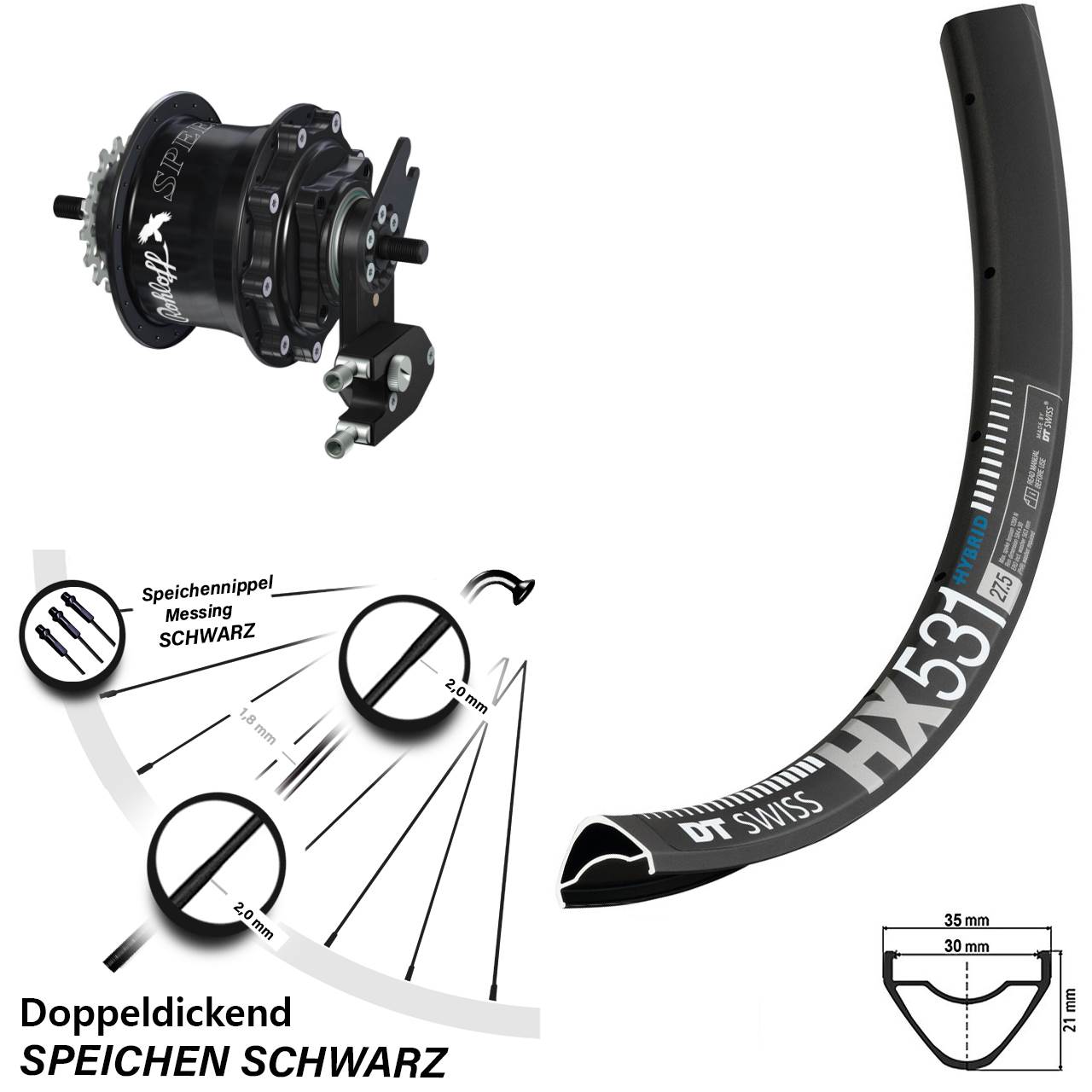 Disc Hinterrrad 29 Zoll DT Swiss HX531 Rohloff TS DB OEM2 Tandem