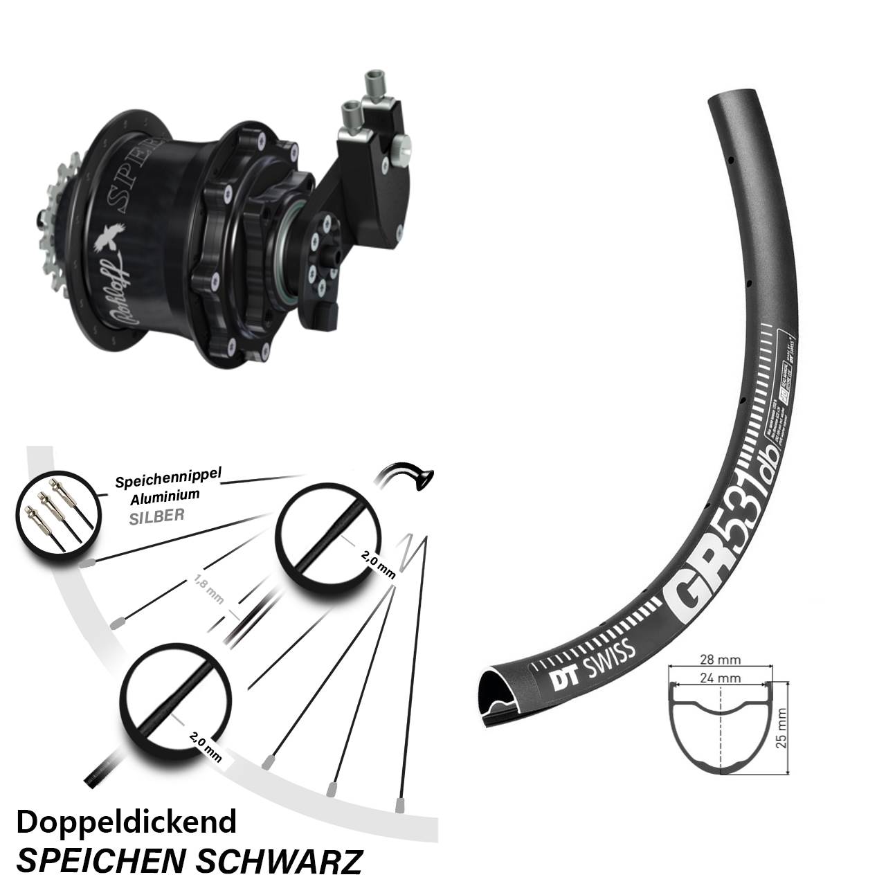 29 Zoll DT Swiss GR 531 Rohloff CC DB OEM Tandem