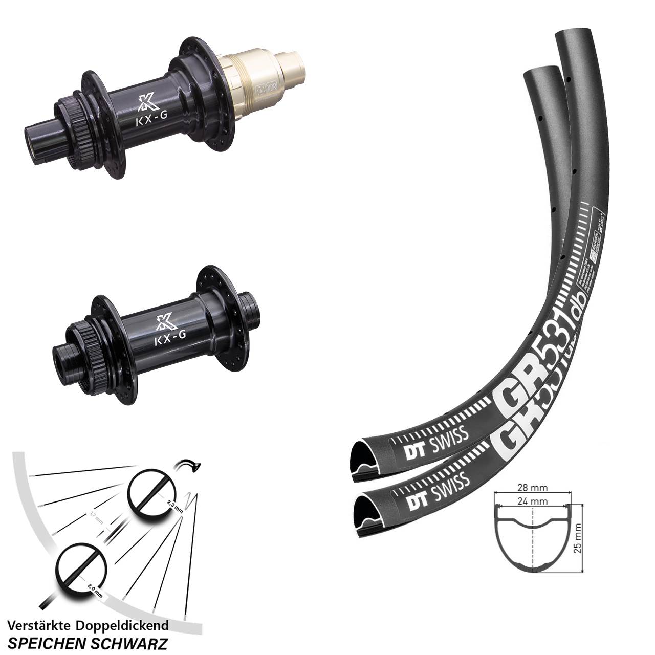 Laufradsatz 650B DT Swiss GR531 KX-G XDR 11-12 fach 12x100/142
