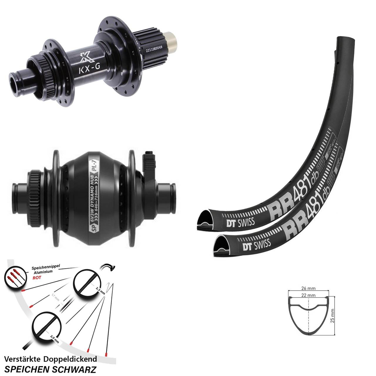 DT Swiss RR481 KX-G Shutter PL-7 28 Zoll Centerlock Laufradsatz 12x100/142 Micro Spline