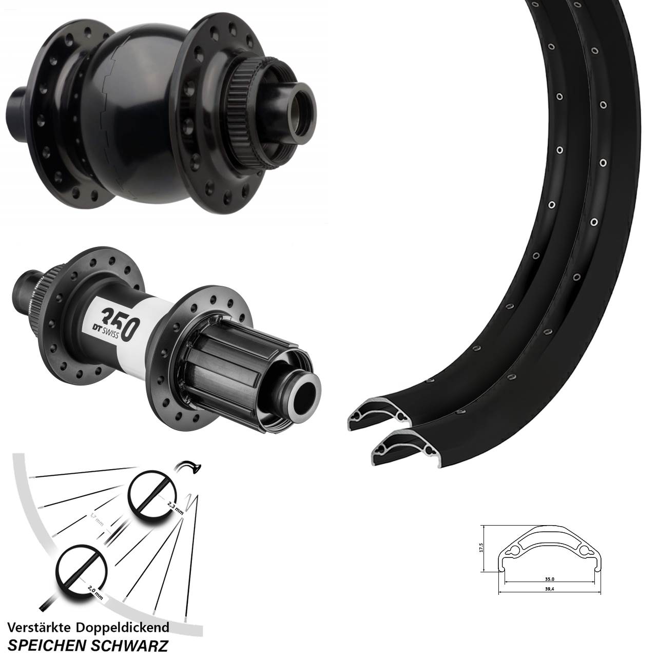 Disc Laufradsatz Boost 29 Zoll Ryde Disc 35 DT Swiss 350 SON 28 8-11 fach HG