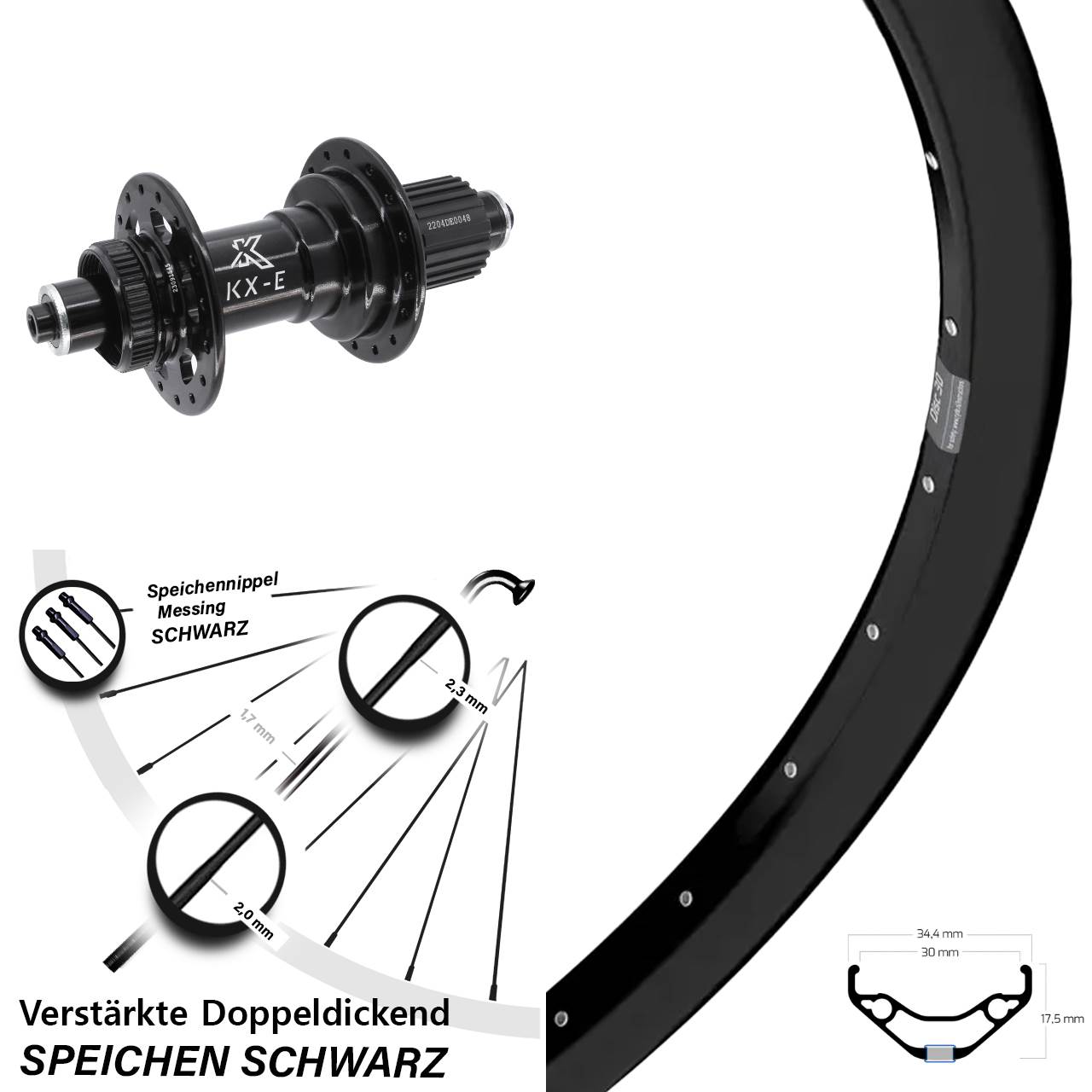 Ryde Disc 30 KX-E Heavy Duty 27,5 Zoll Disc Laufrad für Schnellspanner Boost Micro Spline
