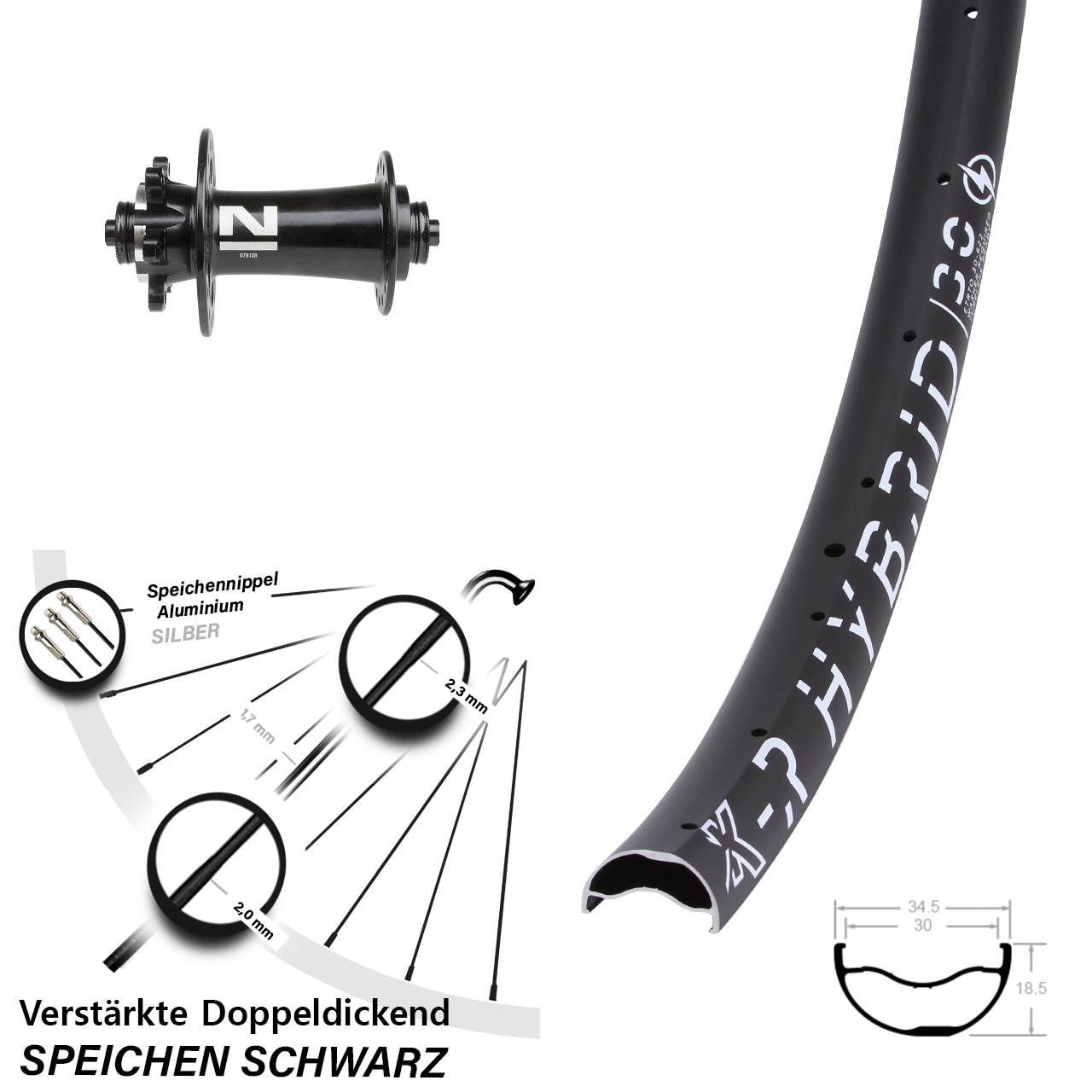 Disc Vorderrad 29 Zoll KX-R Hybrid 30 Novatec D791 für Schnellspanner