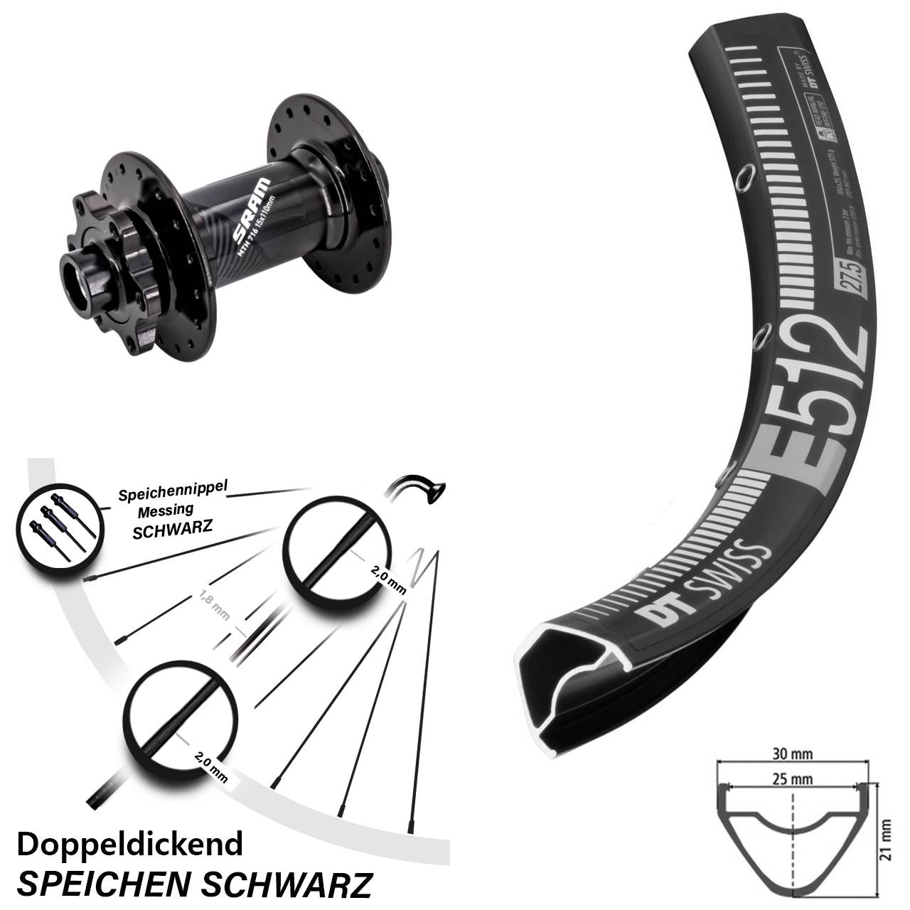Disc Laufrad 29 Zoll DT Swiss E 512 Sram 716 15x110 Boost