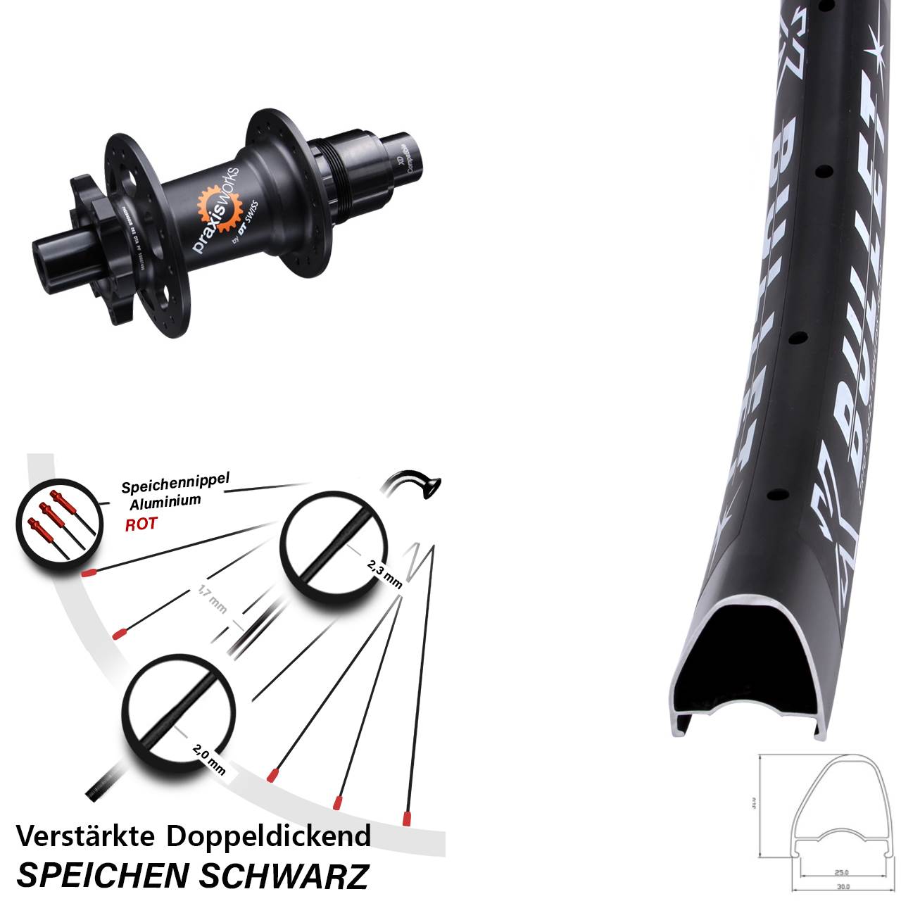 Disc Hinterrad 29 Zoll KX Bullet OS DT Swiss 350 XD 12x142