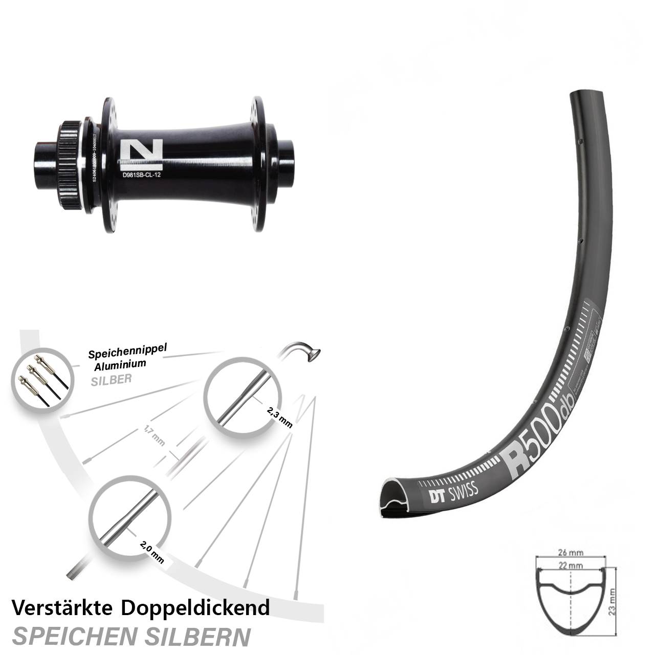 Disc Vorderrad 12x100 28 Zoll DT Swiss R 500 Novatec D981