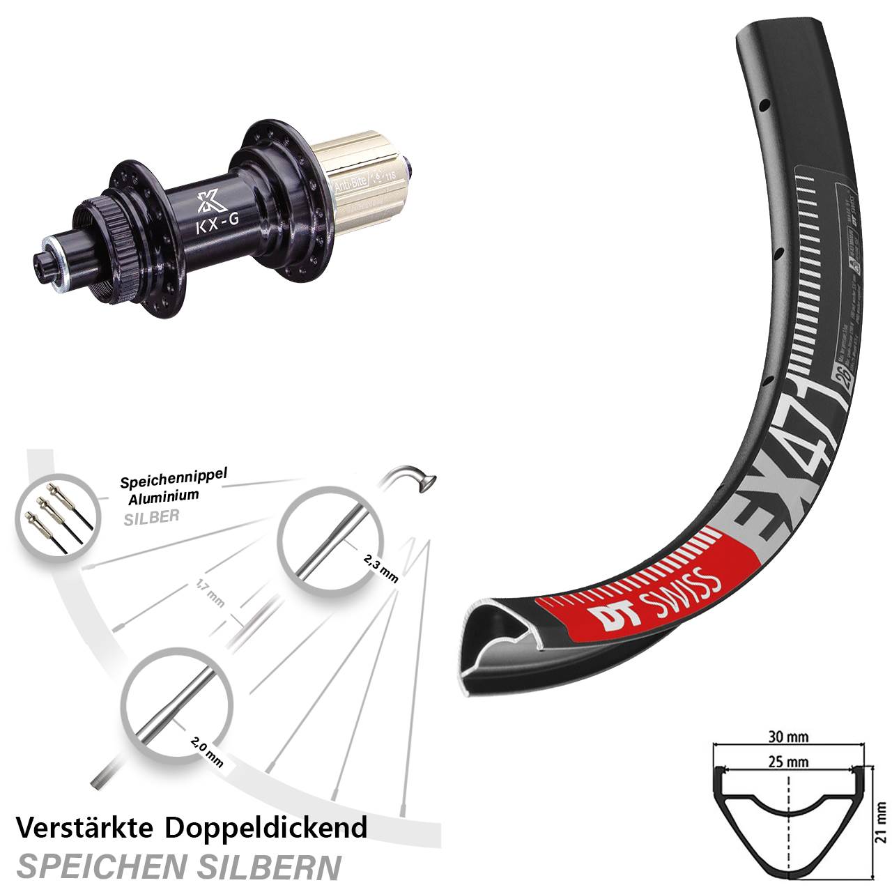 DT Swiss EX471 KX-G 29 Zoll Centerlock Hinterrad QR 8-12 fach HG