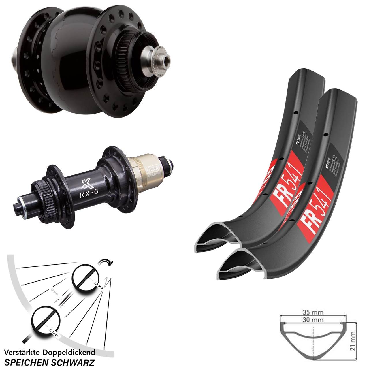 Disc Laufradsatz für Schnellspanner 29 Zoll DT Swiss FR 541 KX-G SON 28 SRAM XDR