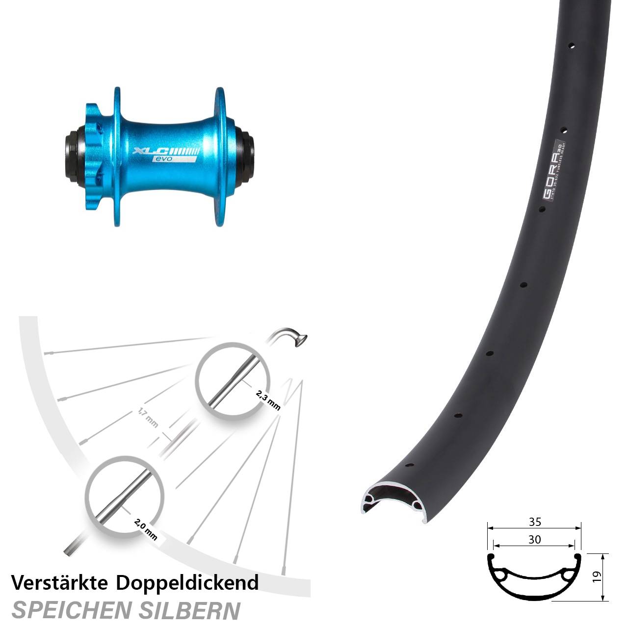 6-Loch Vorderrad 27,5 Zoll Gora 30 XLC Evo blau 15x100