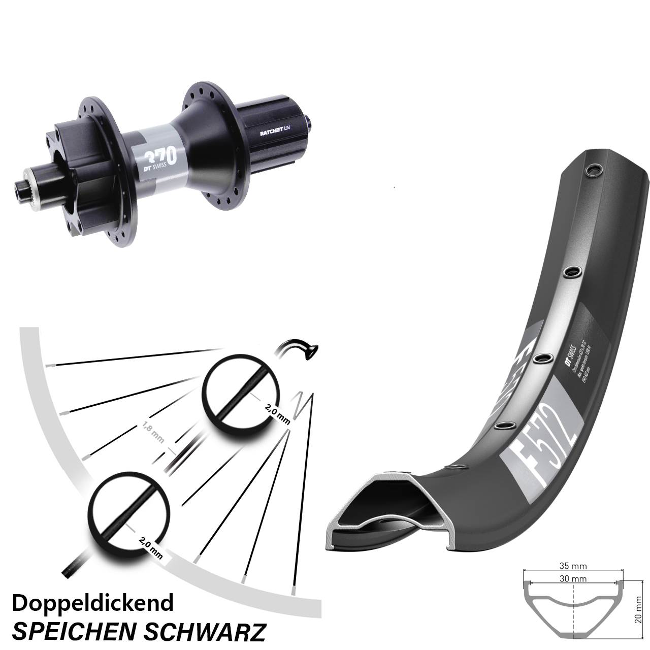 DT Swiss F572 370 29 Zoll Disc Hinterrad QR Boost 8-11 fach HG