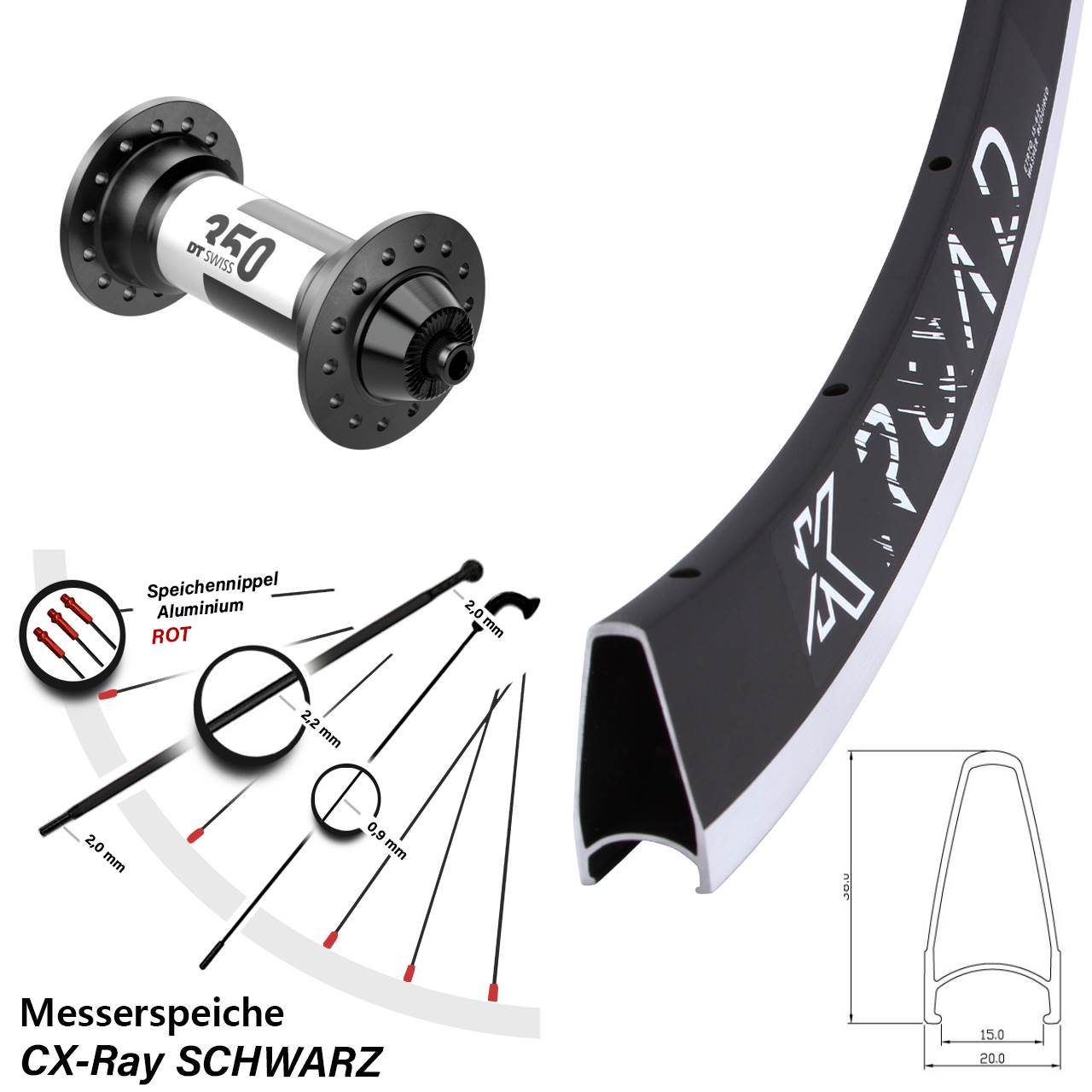 KX Road DT Swiss 350 28 Zoll Rennrad Vorderrad CX-Ray QR