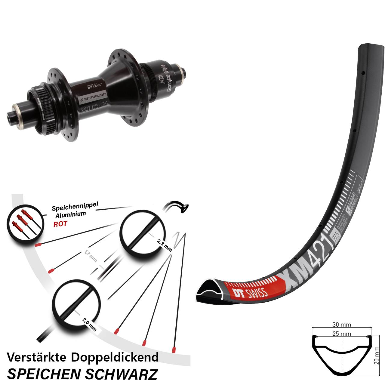 DT Swiss XM 421-370 29 Zoll Centerlock Hinterrad QR XD