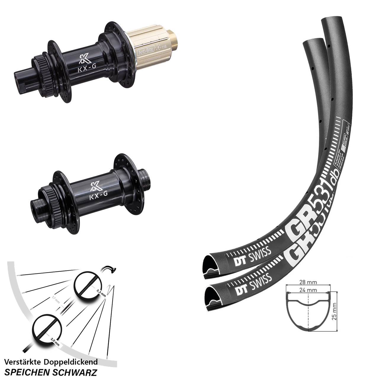 Disc Laufradsatz 12x100/142 27,5 Zoll DT Swiss GR531 KX-G Gravel 8-12 fach HG
