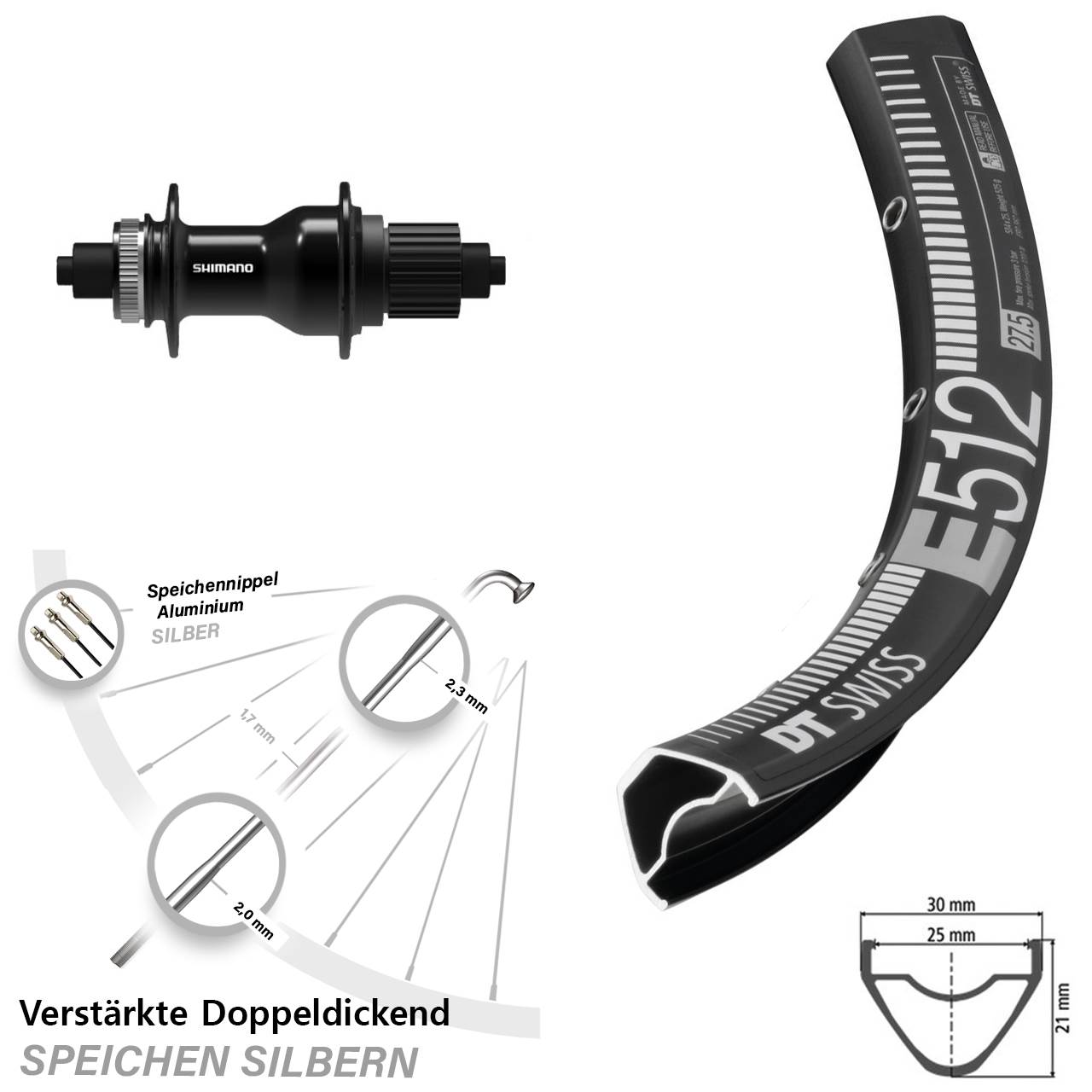 DT Swiss E512 Shimano FH-QC500 29 Zoll Hinterrad Centerlock QR Micro Spline