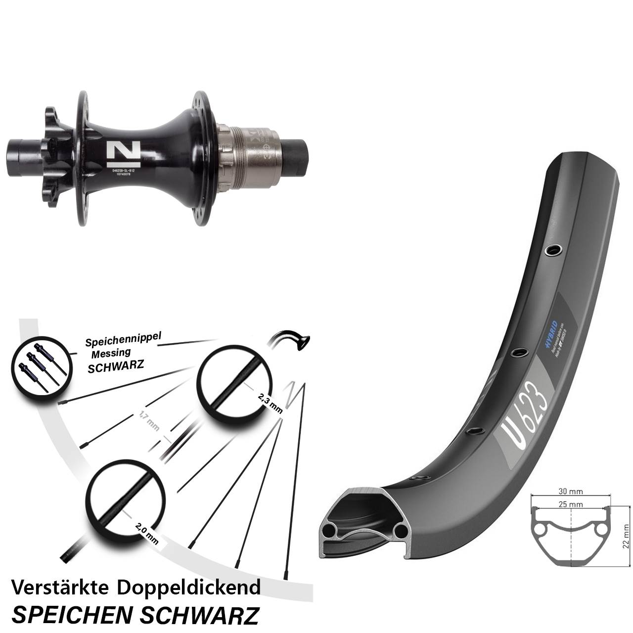 Hinterrad 6-Loch 12x148 28-29 Zoll DT Swiss U623 Novatec D462SB SRAM XD