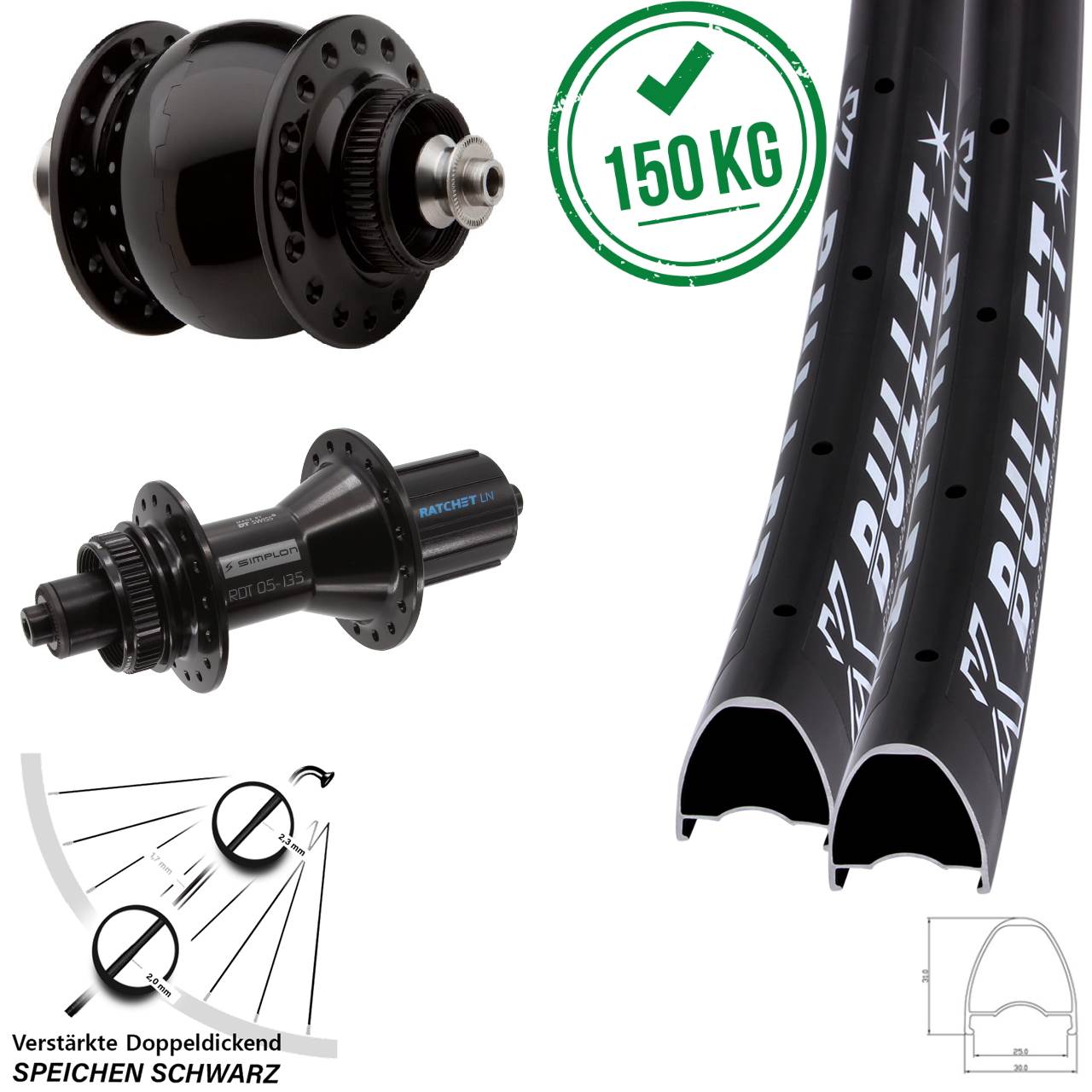Laufradsatz Centerlock QR KX Bullet OS DT Swiss 370 Hybrid SON 28 Zoll 8-11 fach HG