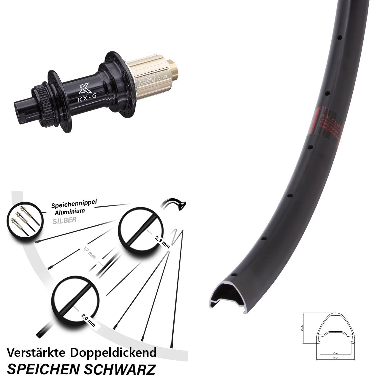 Centerlock Hinterrad 12x142 28-29 Zoll KX-G Clue 8-12 fach HG