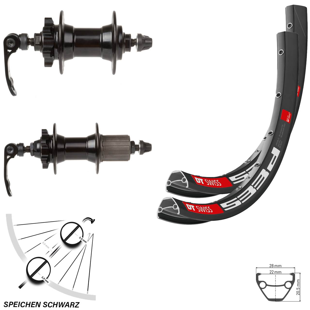 Disc Laufradsatz für Schnellspanner 29 Zoll DT Swiss 533 D Novatec 8-11 fach