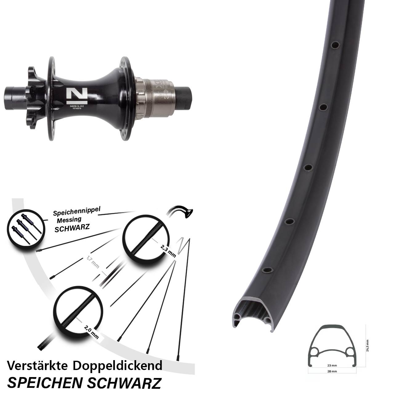 Hinterrad 6-Loch 12x148 29 Zoll Ambrosio Sport Novatec D462SB XD
