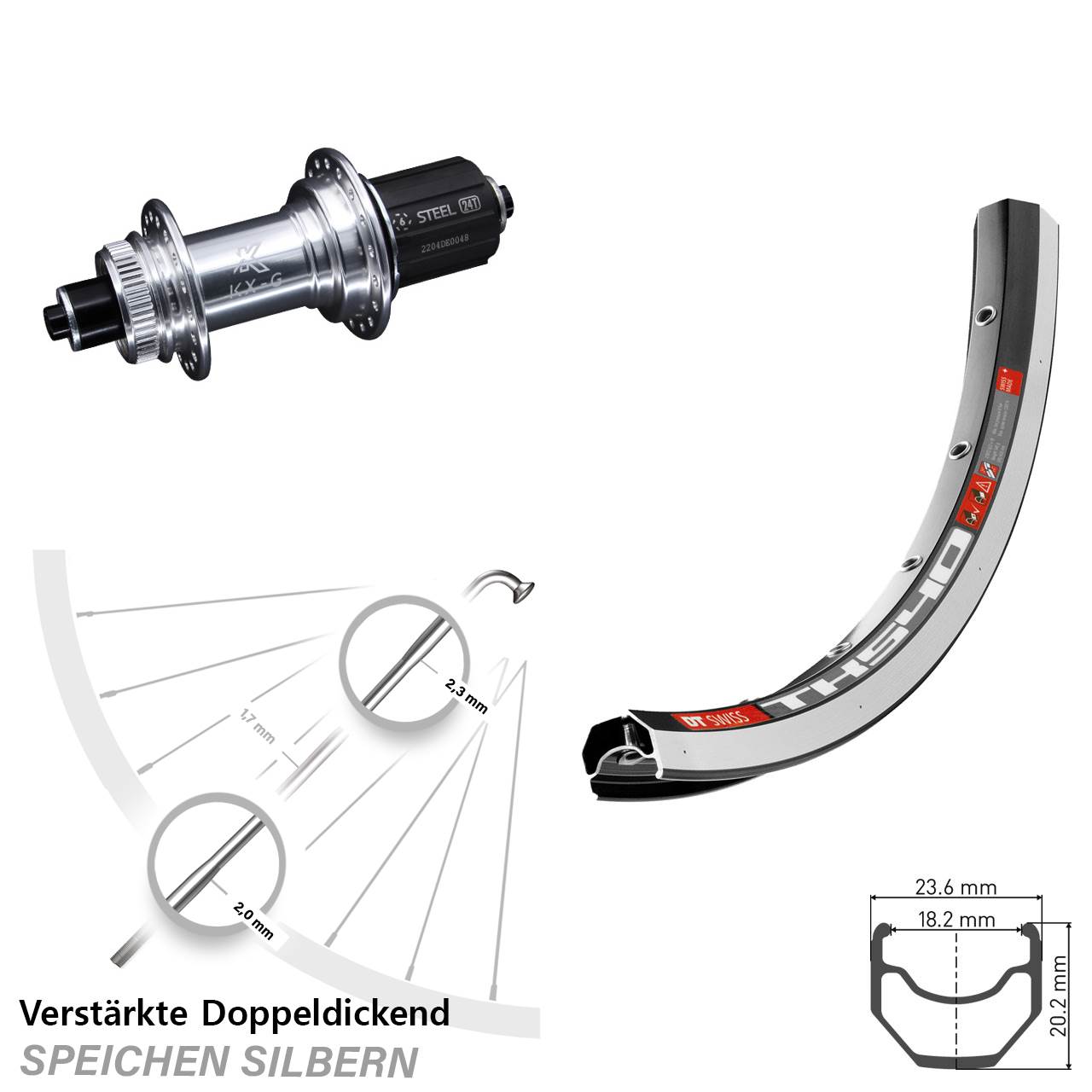 28 Zoll DT Swiss TK540 KX-GS Hinterrad Schnellspanner 8-12 fach