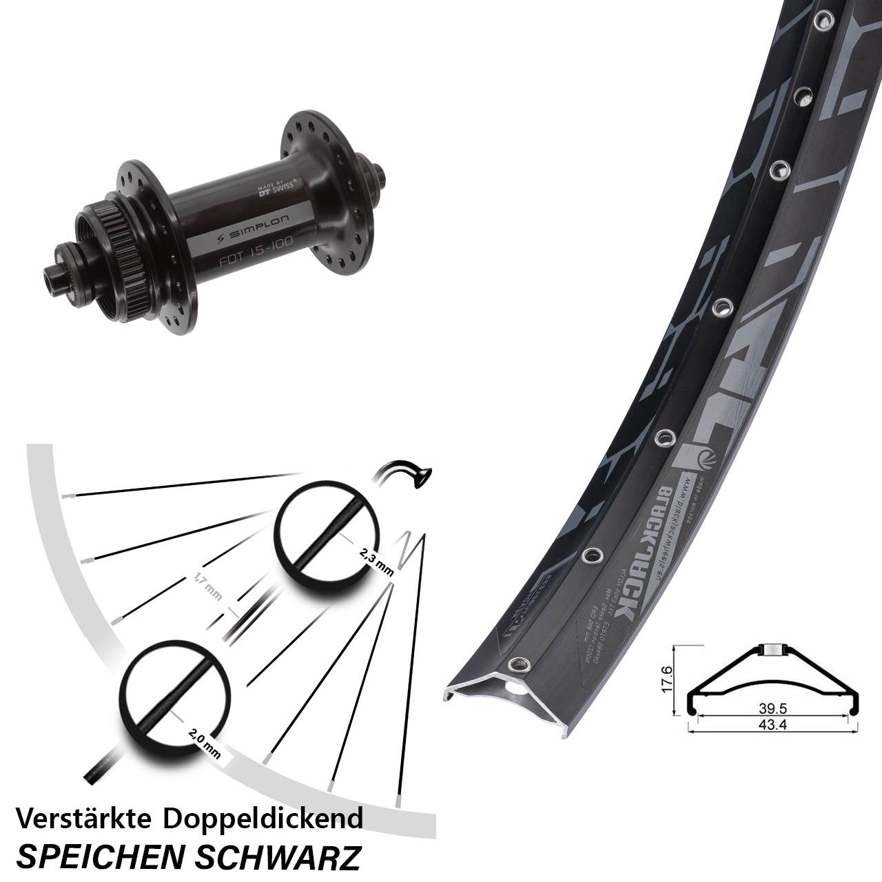 27,5 Zoll Rodi Ready 40 DT Swiss 370 Disc Vorderrad QR