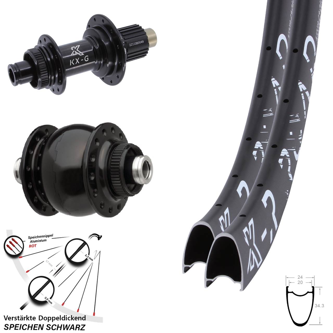 28-29 Zoll KX-R Road Steckachse SONdelux Laufradsatz Centerlock Shimano Micro Spline