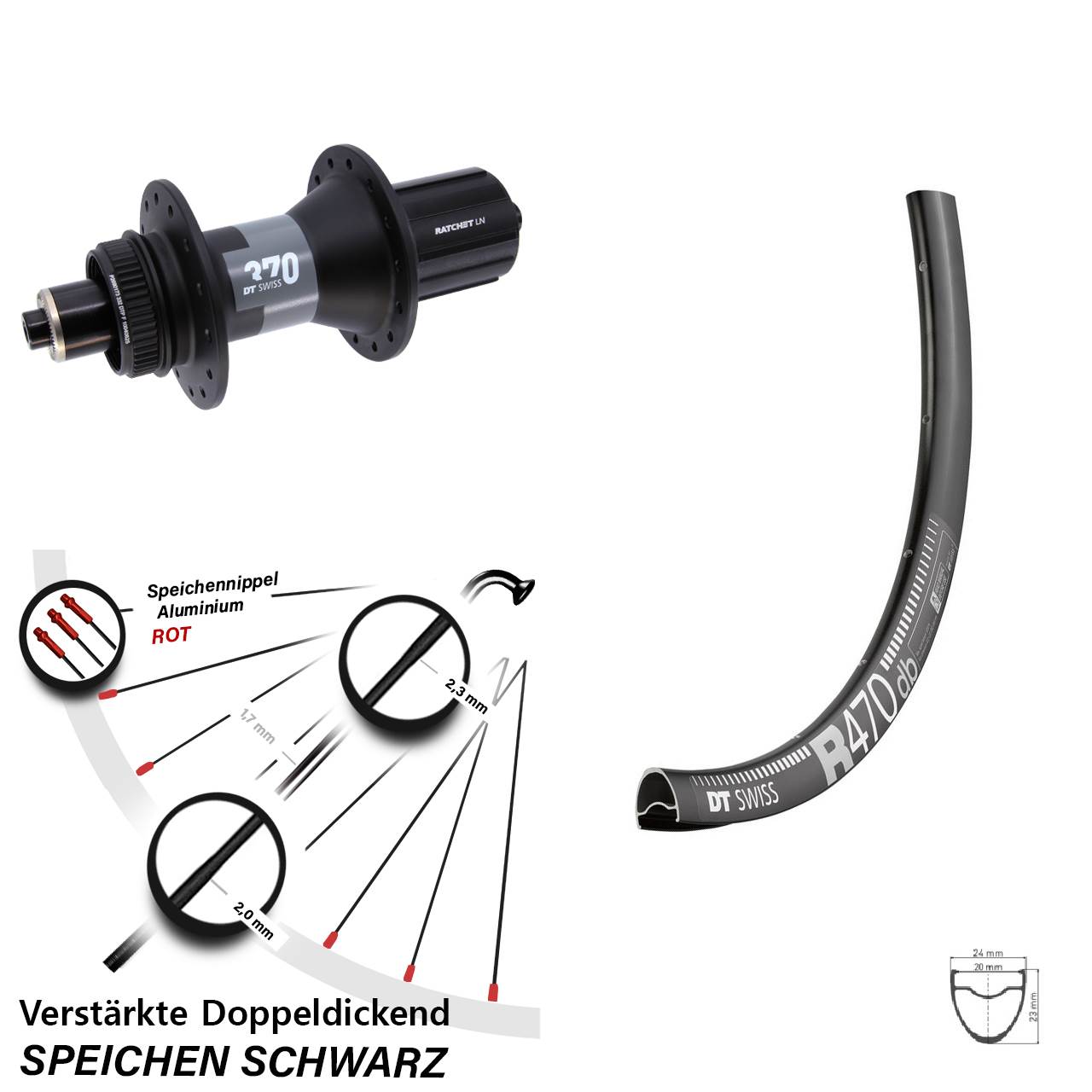 Disc Laufrad QR 28 Zoll DT Swiss R470-370 8-12 fach HG
