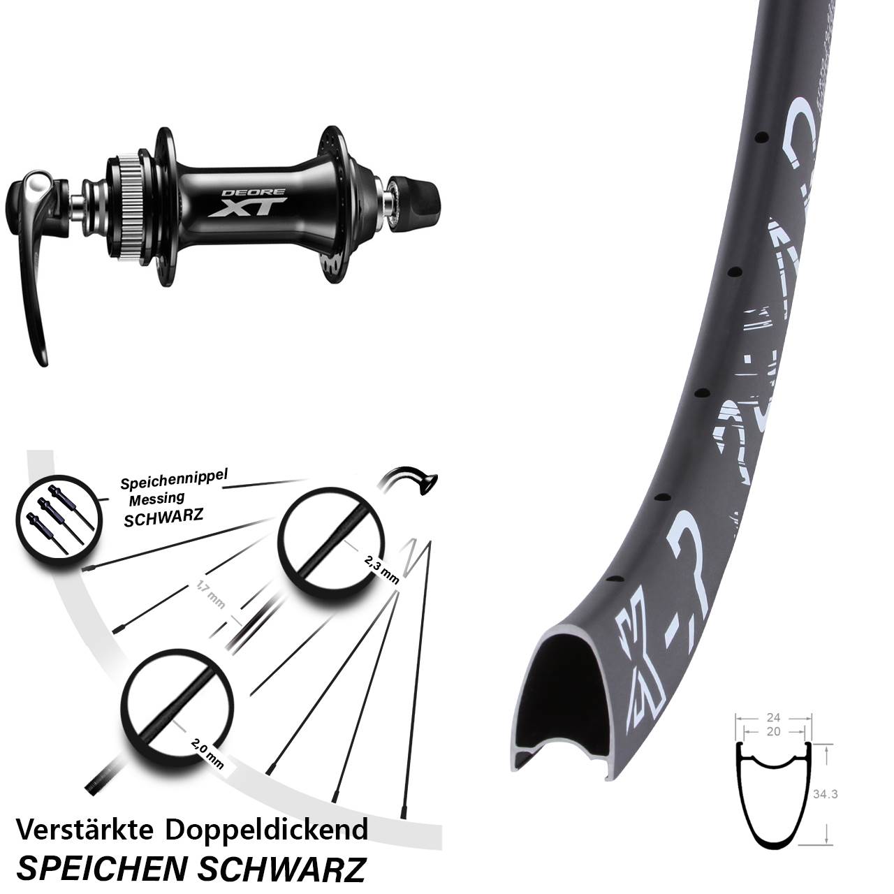 Disc Laufrad 28 Zoll KX-R Road Shimano XT für Schnellspanner