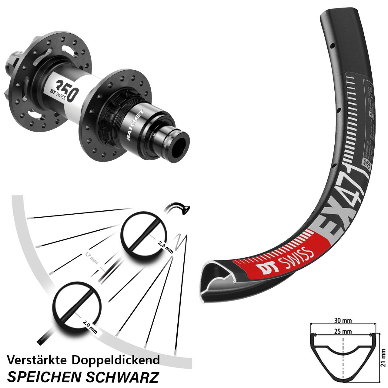 DT Swiss EX 471-350 Ratchet 36 Disc 29 Zoll Laufrad 12x142 XD 11-12 fach