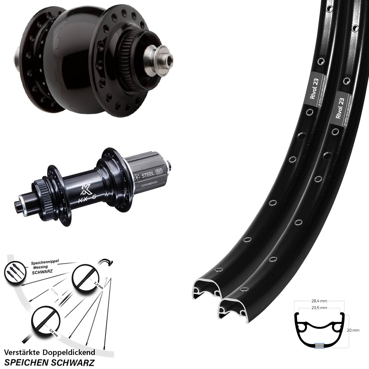 Ryde Rival 23 KX-GS SONdelux 27,5 Zoll Laufradsatz QR 8-12 fach