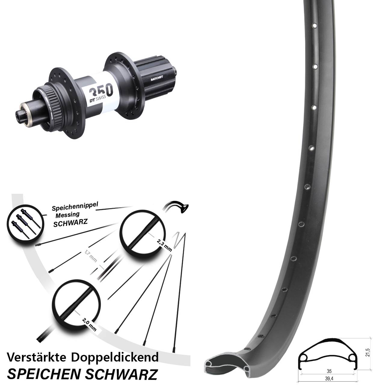 Boost Hinterrad Centerlock QR 29 Zoll Ambrosio E35 DT Swiss 350 8-11 fach