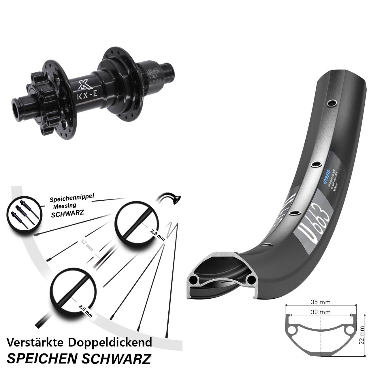 Boost Disc Laufrad 12x148 27,5 Zoll DT Swiss U663 KX-E Stahl Freilauf XD