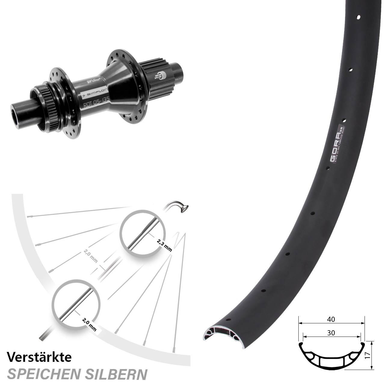 Disc Laufrad 27,5 Zoll Gora 35 DT Swiss 370 Hybrid Shimano Micro Spline 12x142
