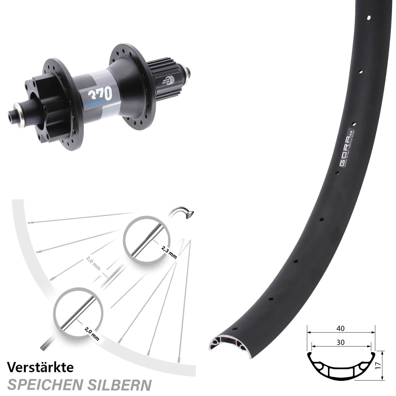 Boost 6-Loch Hinterrad QR 27,5 Zoll Gora 35 DT Swiss 370 Hybrid Micro Spline