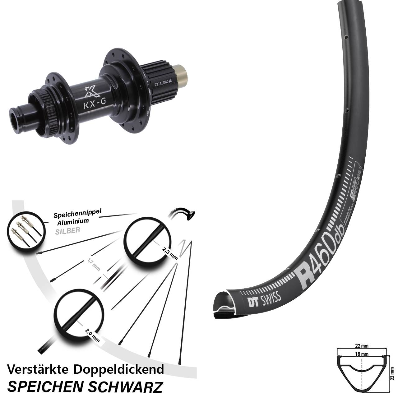 DT Swiss R 460 KX-G 28 Zoll Centerl. Hinterrad 12x142 Micro Spline