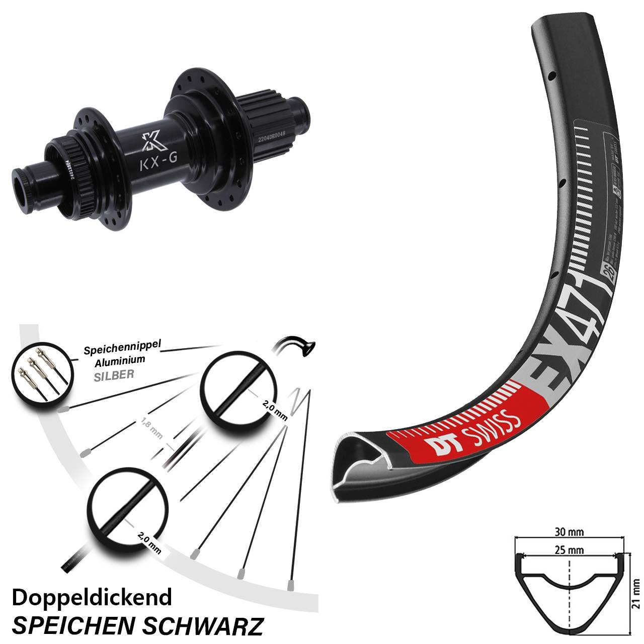 Hinterrad 29 Zoll DT Swiss EX 471 KX-GS Micro Spline 12x142