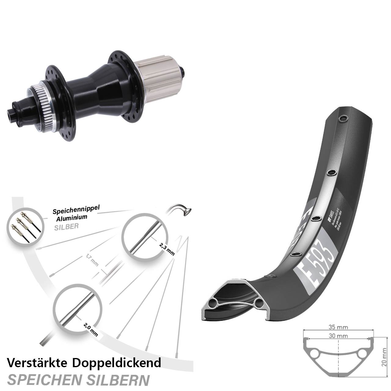 Disc Hinterrad 29 Zoll DT Swiss E593 Novatec CL135 8-12 fach QR