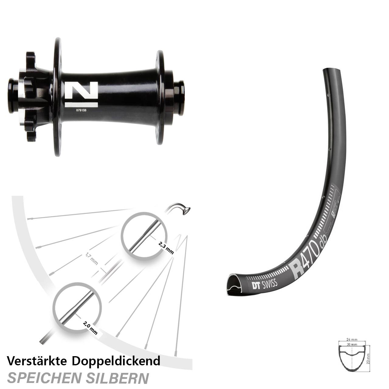 Vorderrad 6-Loch 12x100 28 Zoll DT Swiss R 470 Novatec D791
