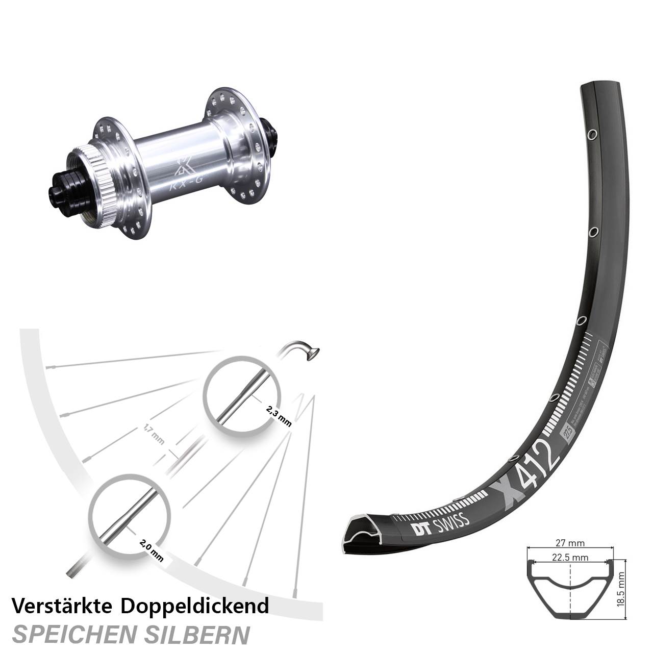 DT Swiss X412 KX-G Disc 29 Zoll Laufrad für Schnellspanner