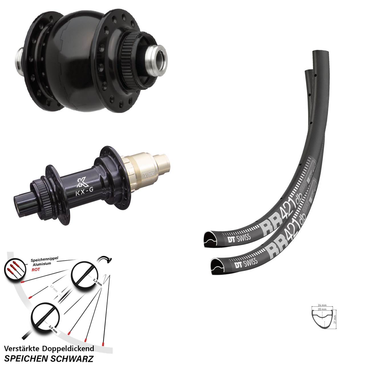 Laufradsatz Centerlock 12x100/142 28 Zoll DT Swiss RR 421 KX-G SONdelux SRAM XDR