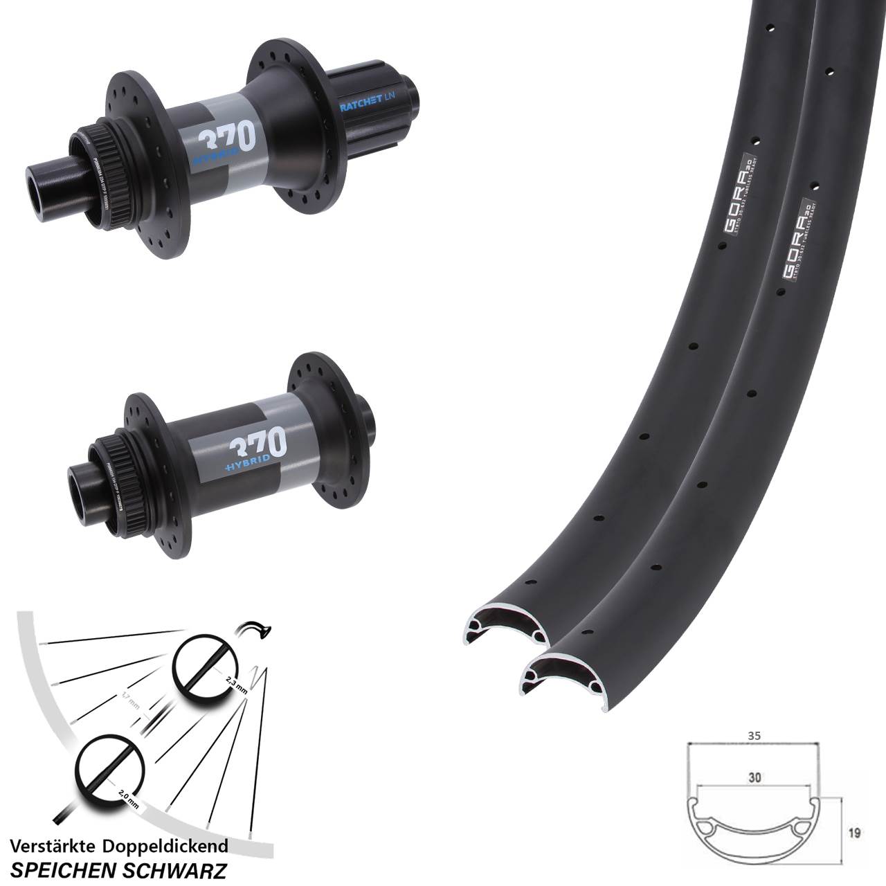 Laufradsatz Centerlock 15x110 12x148 650B Gora 30 DT Swiss 370 Hybrid 8-11 fach HG