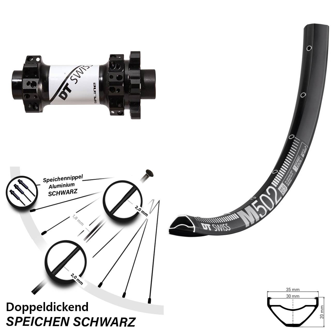 Vorderrad 6-Loch 15x100 29 Zoll M 502 DT Swiss X1900 Straightpull