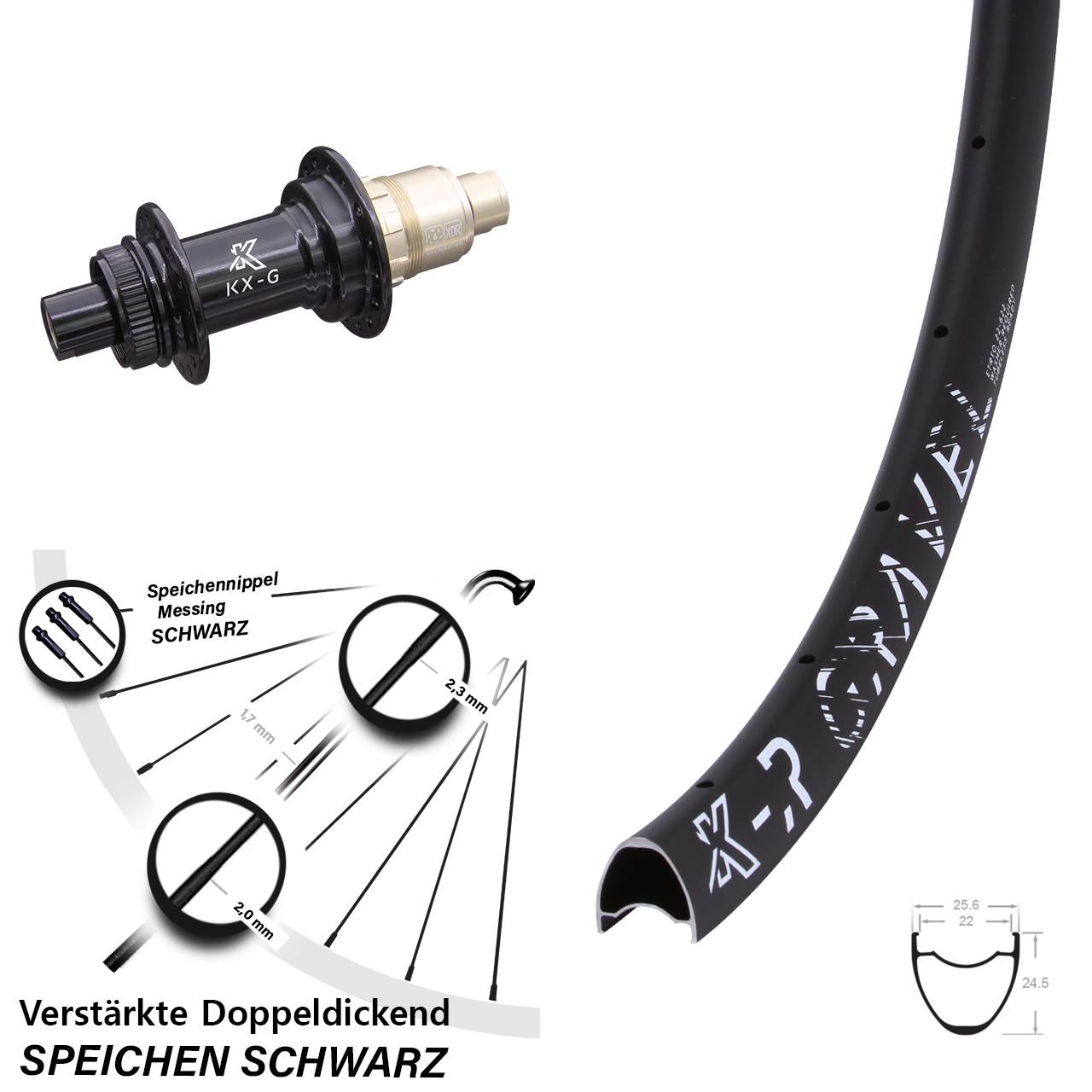 28 Zoll KX-R Gravel verstärkt Centerlock Hinterrad 12x142 SRAM XDR