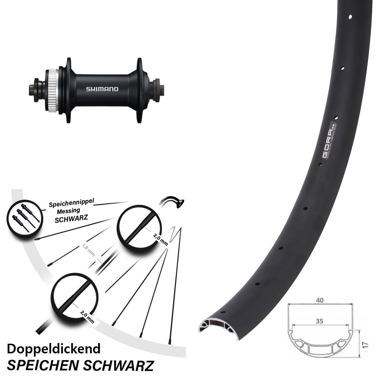 Disc Laufrad QR 27,5 Zoll Gora 35 Shimano Alivio