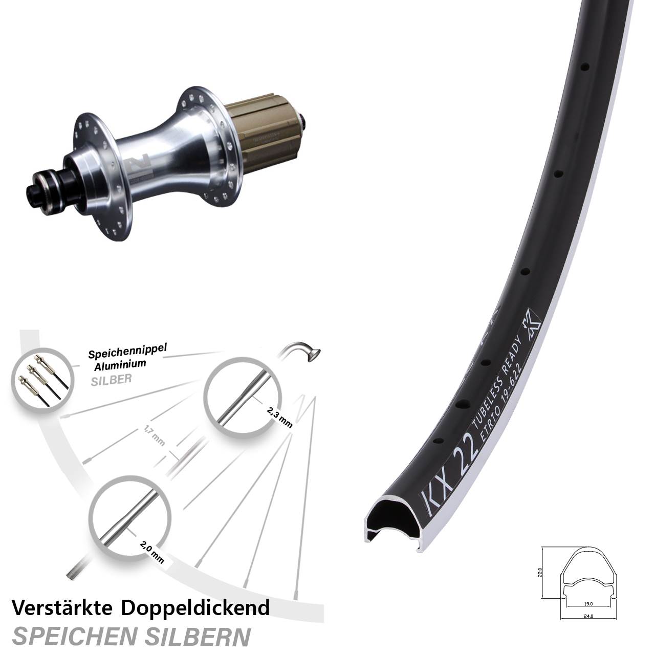 Hinterrad 28 Zoll KX 22 Novatec F162 8-12 fach QR