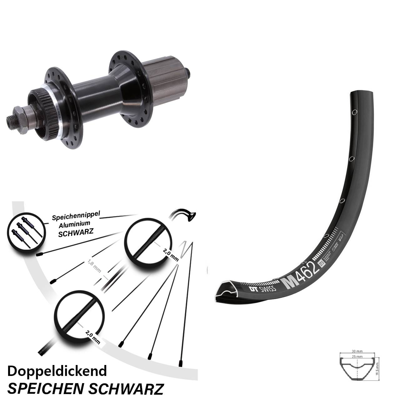 Disc Hinterrad QR 650B DT Swiss M 462 Joytech 8-11 fach