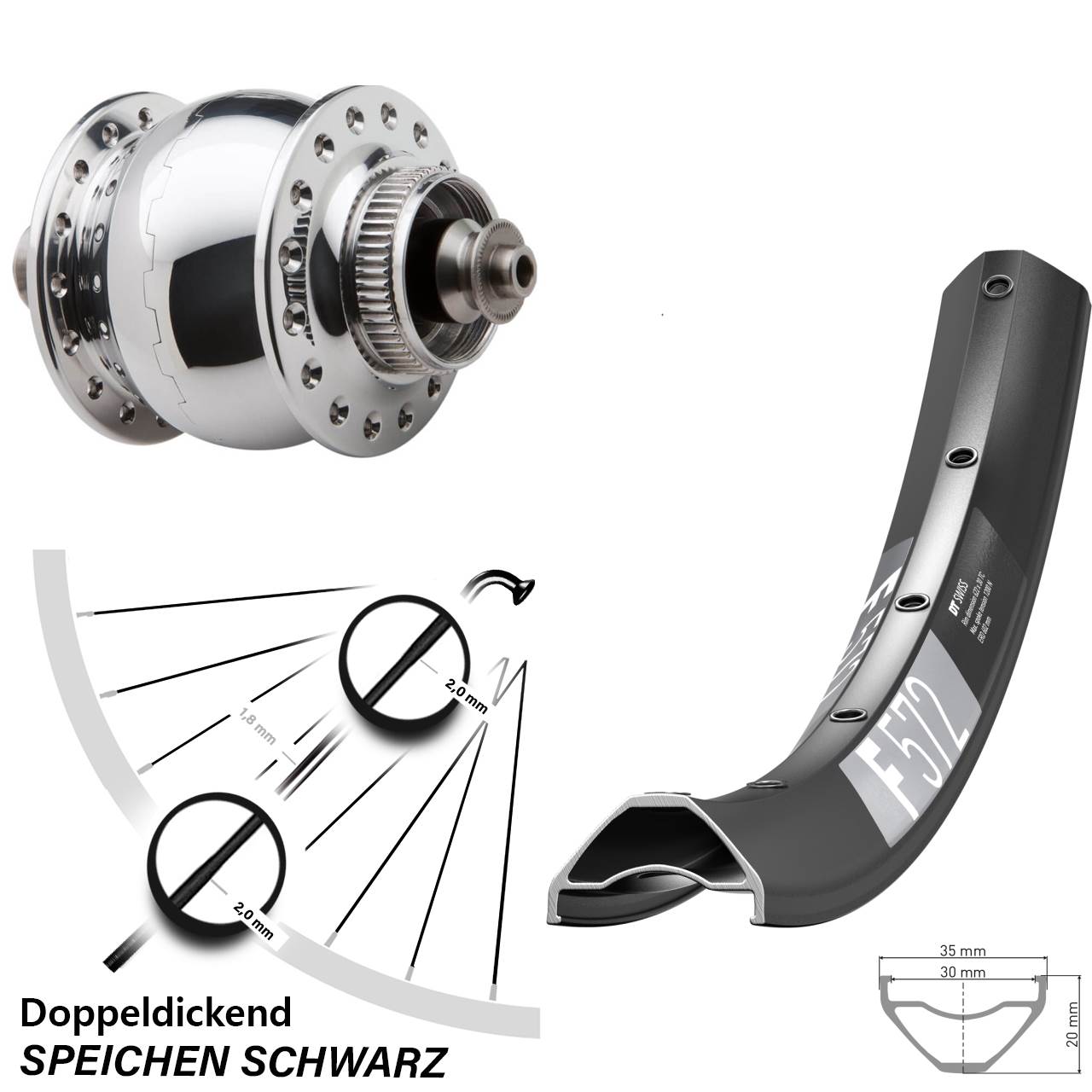 Disc Vorderrad mit Nabendynamo QR 29 Zoll DT Swiss F 572 SON delux