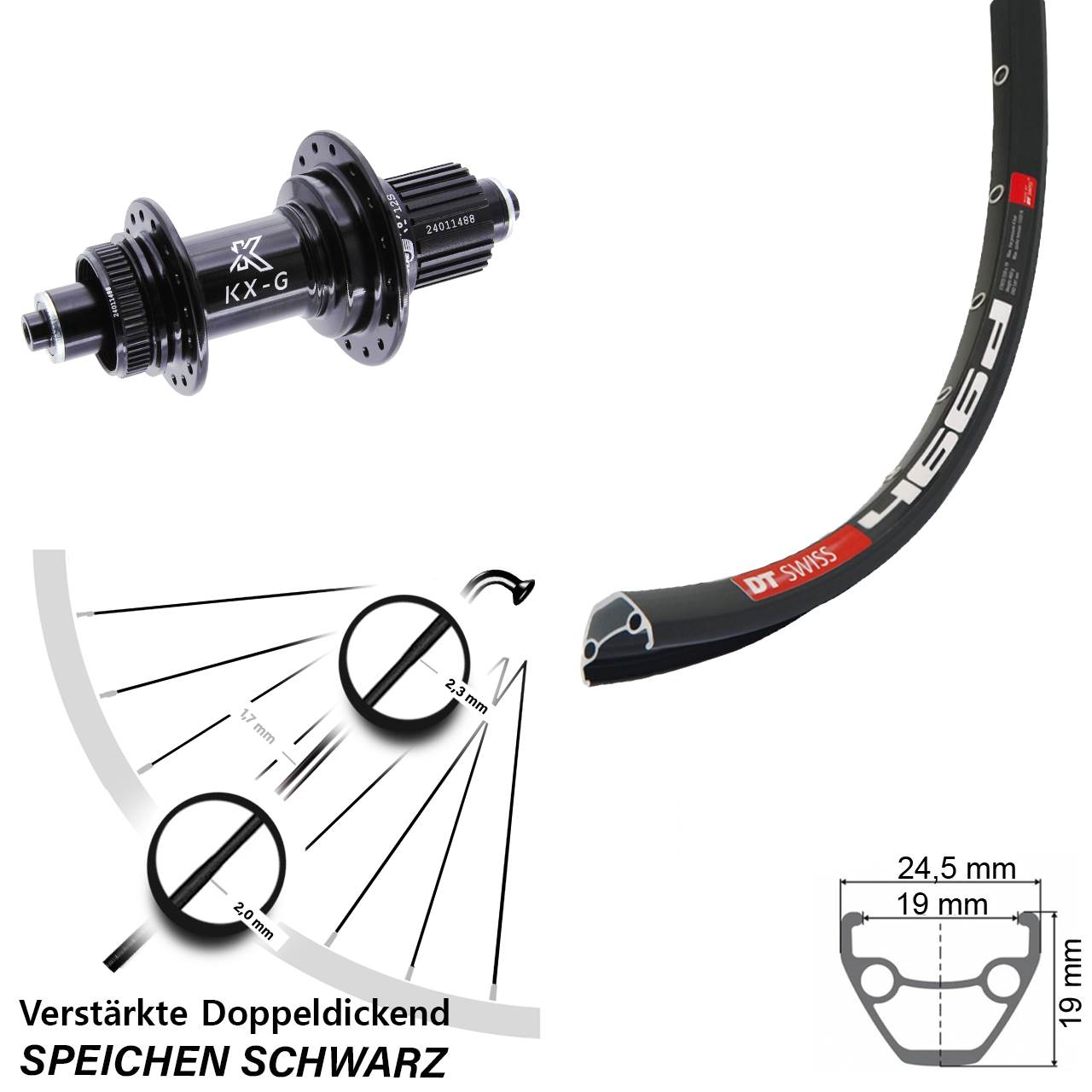 Disc Laufrad 28-29 Zoll DT Swiss 466 KX-G Shimano Micro Spline für Schnellspanner