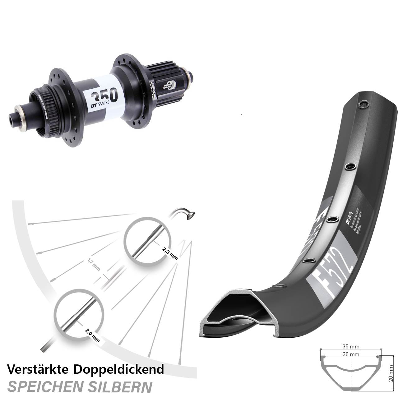 DT Swiss F 572-350 Ratchet 36 29 Zoll Centerlock Hinterrad QR Shimano Micro Spline