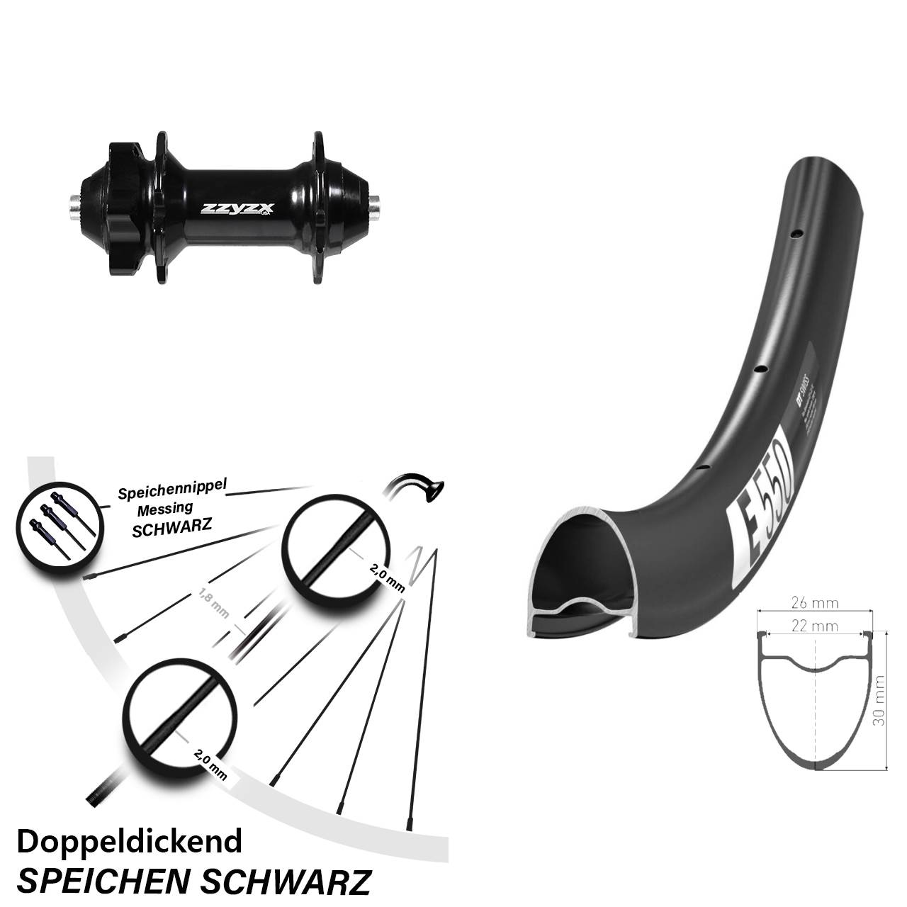 DT Swiss E550 Formula 28 Zoll 6-Loch Vorderrad QR